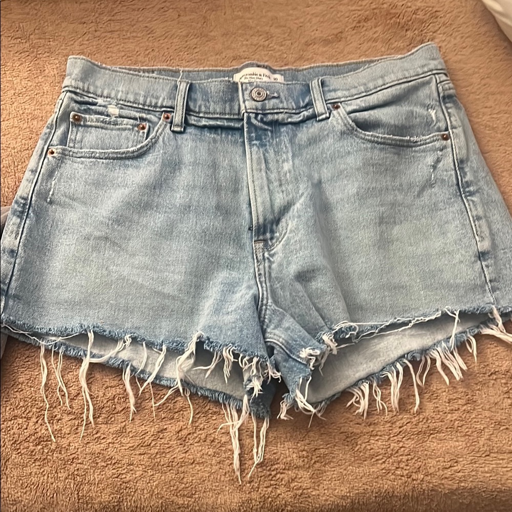 Abercrombie and fitch mom Jean shorts Denim Frayed Hem Women's Shorts